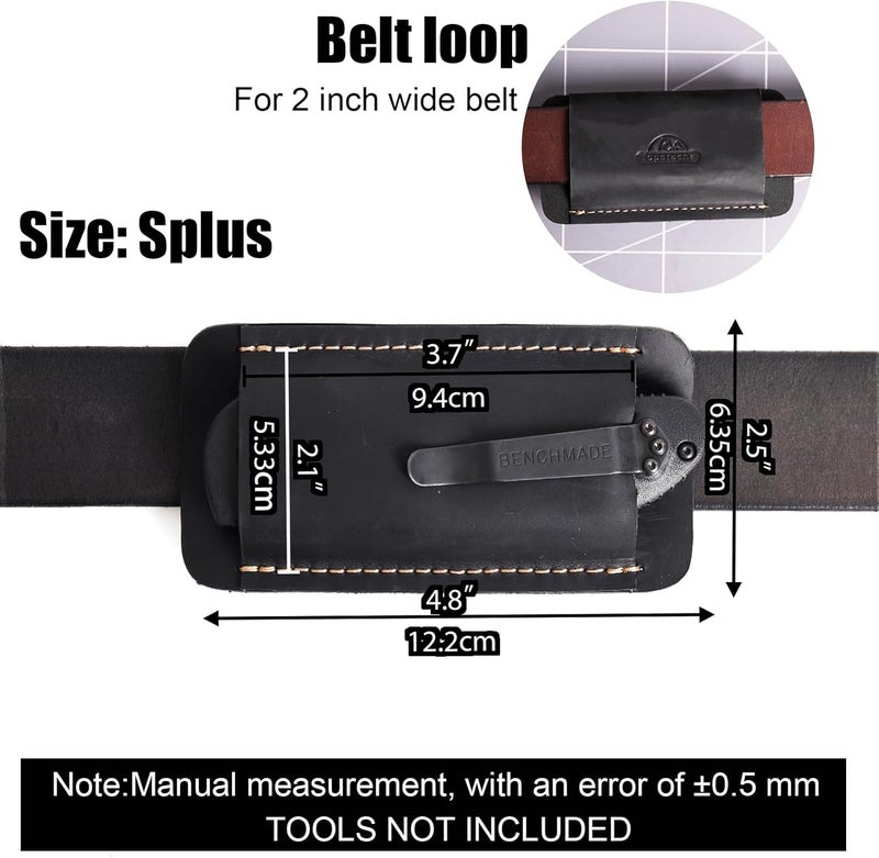 topstache Leather Sheath for Belt - Horizontal Carry EDC Belt Pouch - Leather Pocket Knife Holster - Multitool Sheath for Men - Tool Holster Everyday Carry Pouch, Size Splus, Black - Image 3